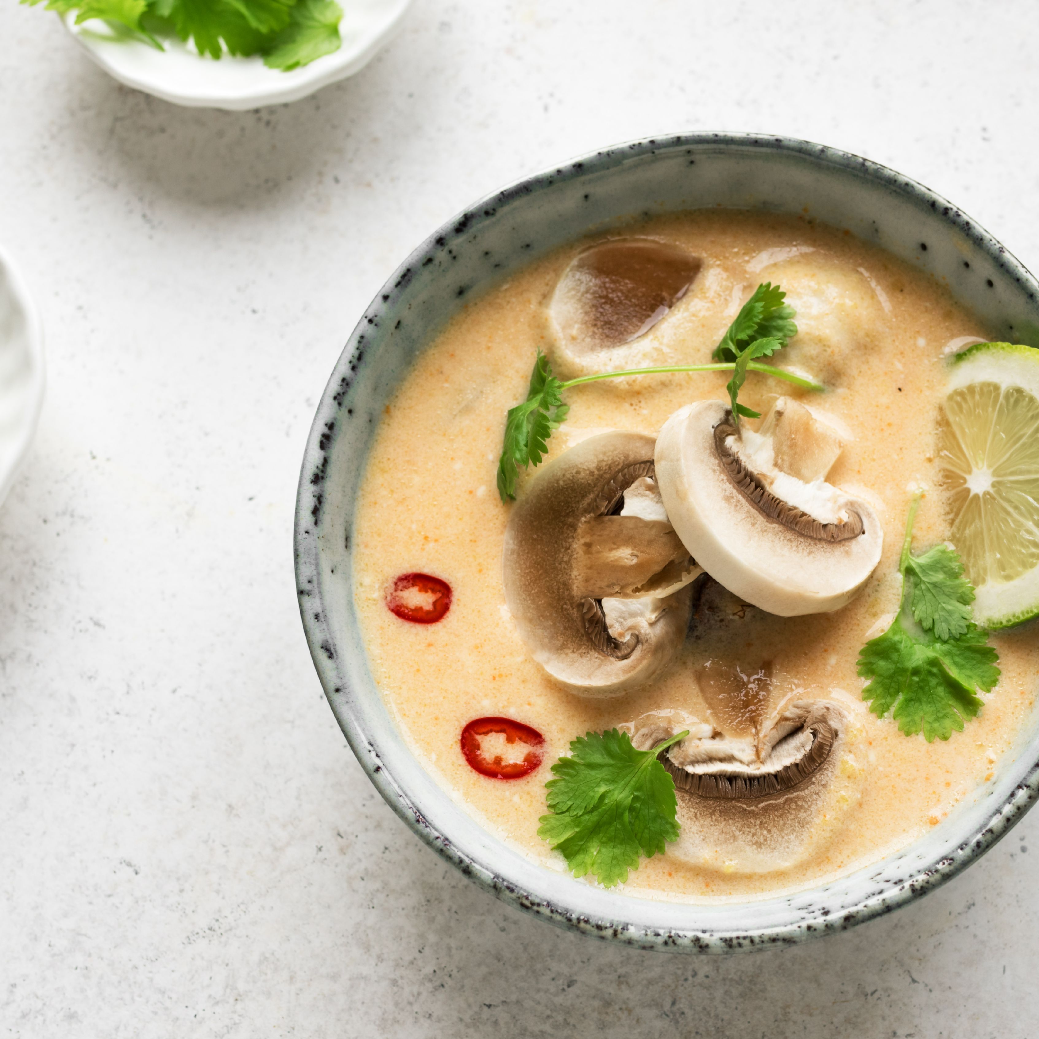 bowl of soup with mushrooms